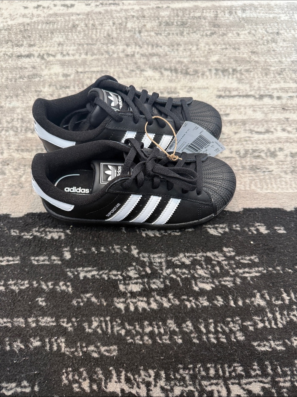 adidas Kids Black and White Classic Shell-Toe Sneakers